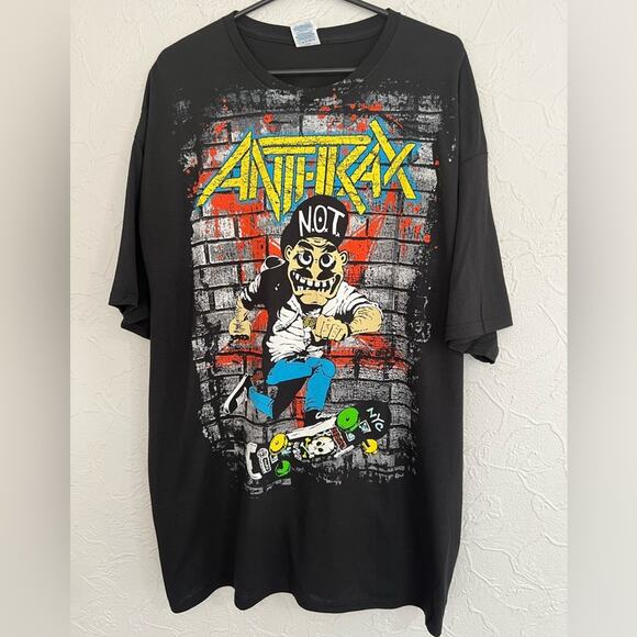 Anthrax N.O.T. Man Skateboard XXL Shirt 2012 JUMBO PRINT Thrash Metal Metallica - Picture 1 of 4